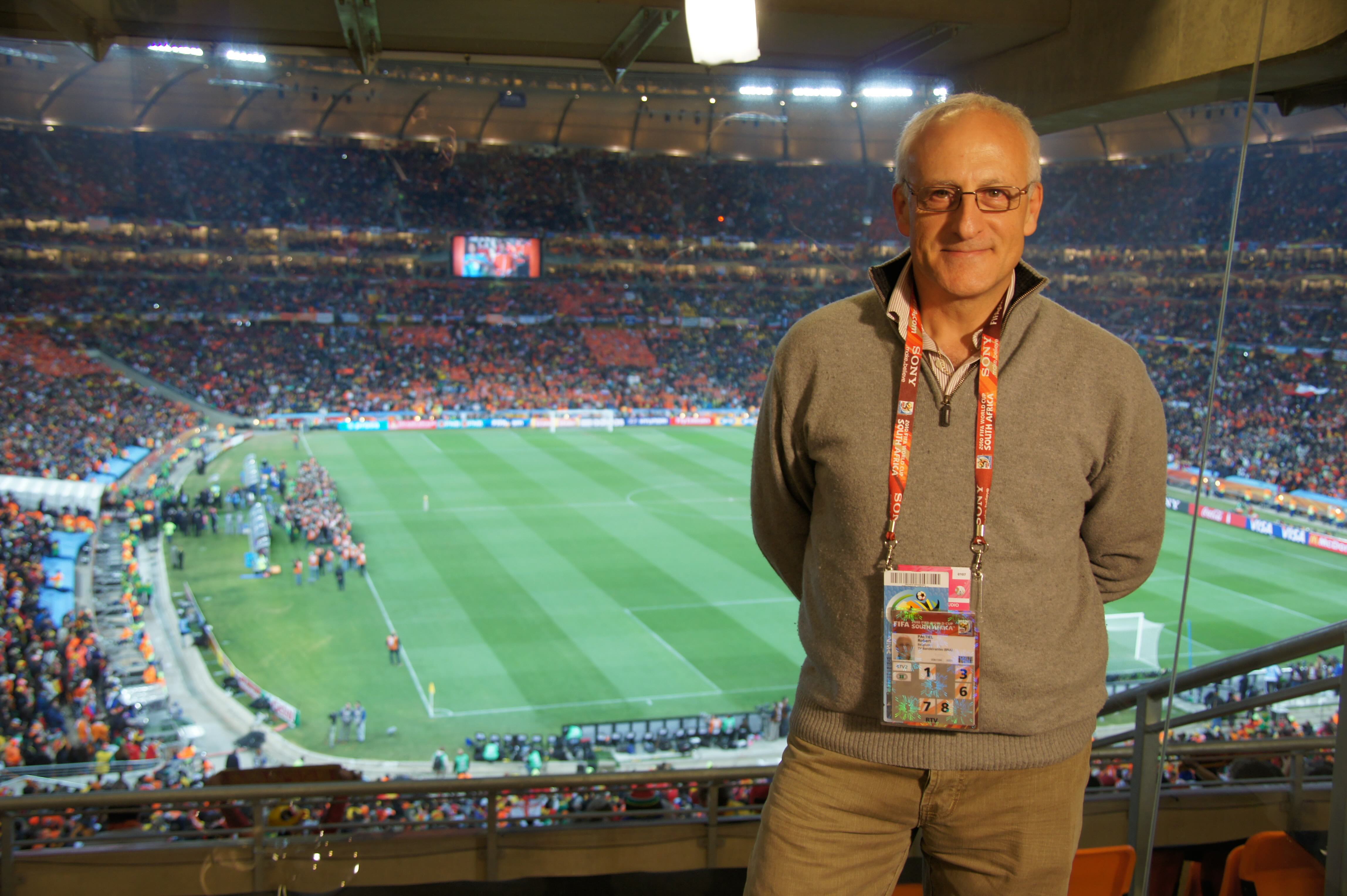 Robert Paltiel, Executive Producer, during the broadcast of a FIFA World Cup match at Soccer City, South Africa in 2010.
